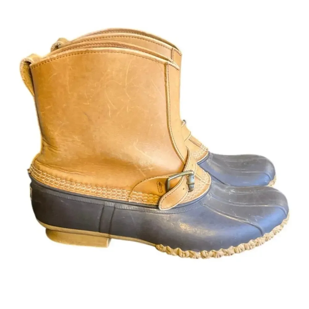 Vintage L.L. Bean Duck Boots Men’s 13M Tan Leather Rubber Hunting Rain Boots